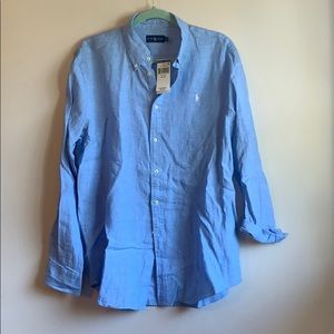 NWT Ralph Lauren Linen Shirt light blue XL